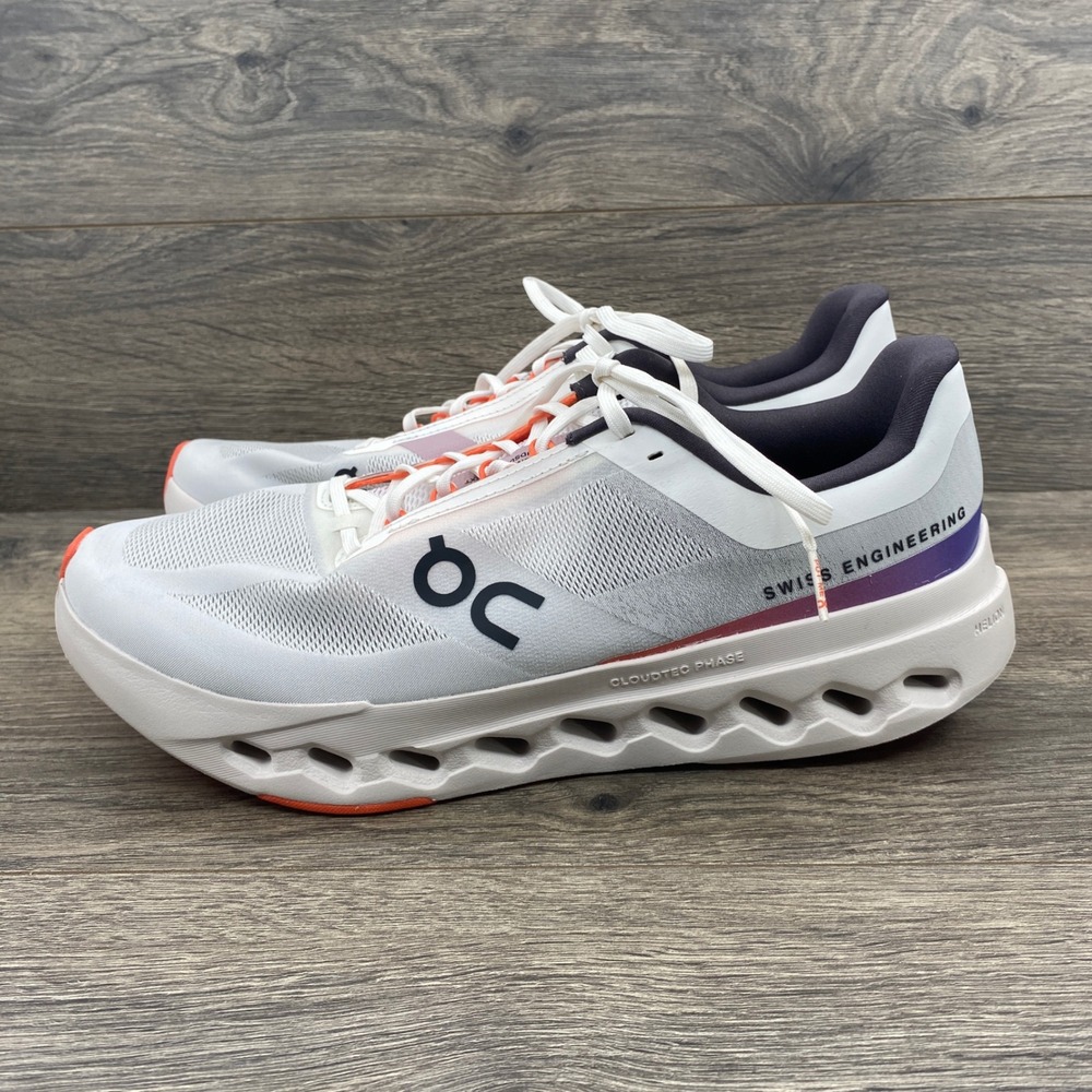 On Cloudsurfer Next Running Shoes Mens 10.5 White Glacier Orange CloudTec Phase
